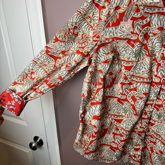 Talbots Petite XL Tiger Red Green Animal Print XLP XL - Picture 5 of 11